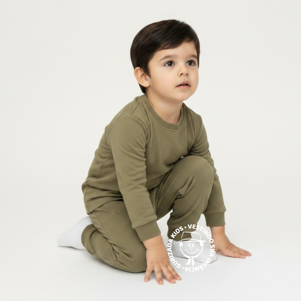 Conjunto Infantil Moletinho Felpado com Punhos - 4 ao 8 - Cores Sortidas