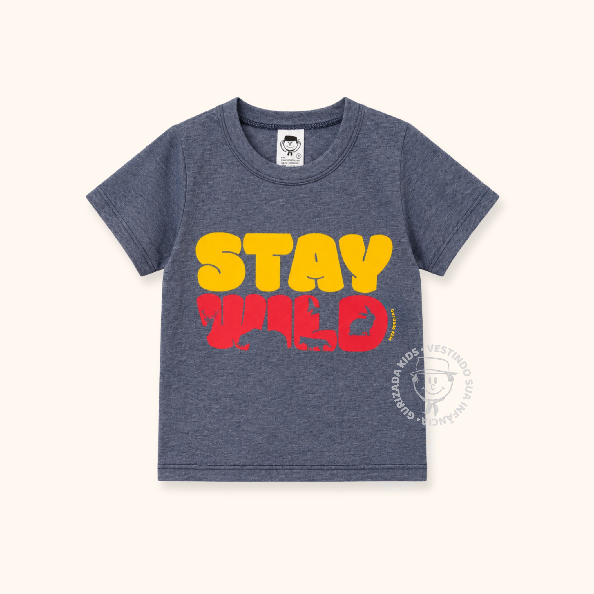 Kit 3 Peças - Camiseta Infantil Mescla Meia Manga Com Estampa Frontal - 1 ao 3 - Cores/Estampas Sortidas
