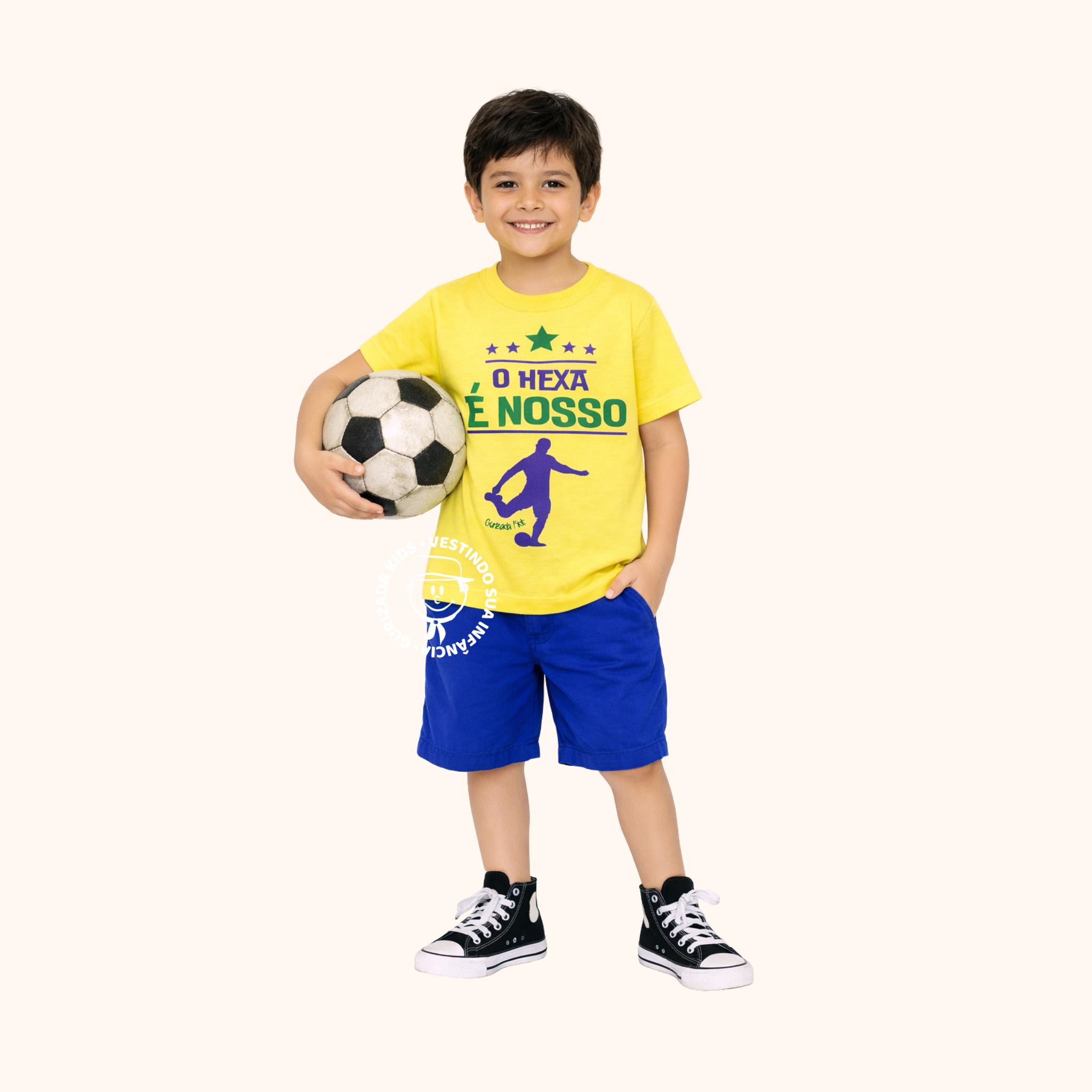 Camiseta Infantil Brasil Copa do Mundo - 4 ao 8