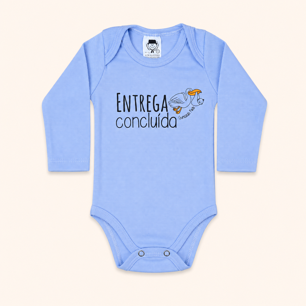 Kit 3 Peças, Body Suedine Frases Manga Longa, P ao GG - Cores/Estampas Sortidas