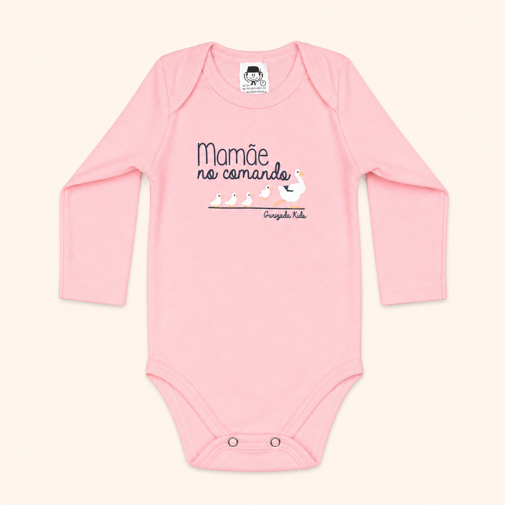 Kit 3 Peças, Body Suedine Frases Manga Longa, P ao GG - Cores/Estampas Sortidas