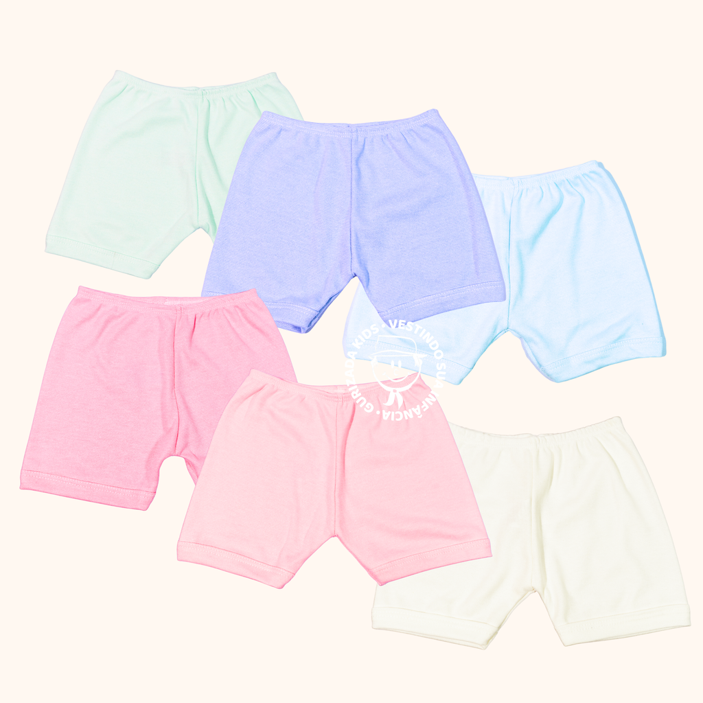 Kit 3 Peças Shorts Tapa Fraldas Suedine - P ao GG - Cores Sortidas