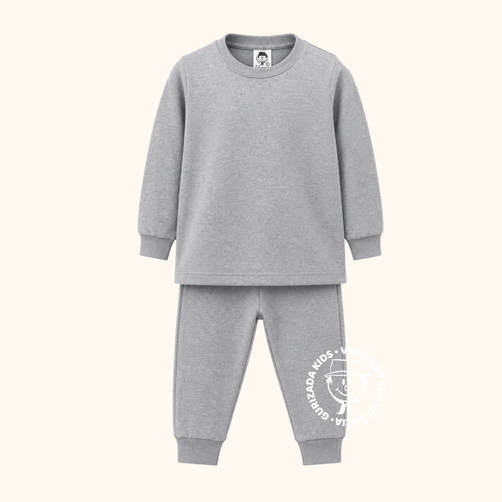 Conjunto Bebê Moletinho Felpado com Punhos - 1 ao 3 - Cores Sortidas
