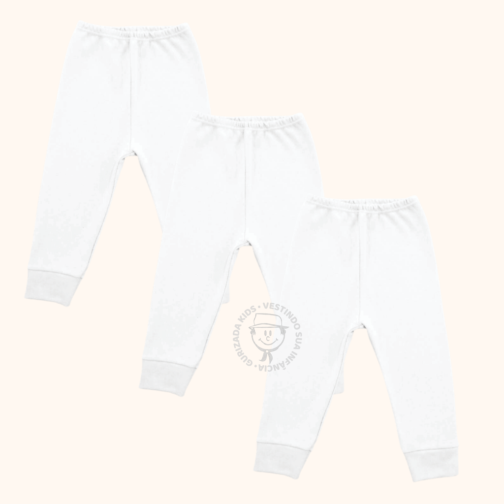 Kit 3 Peças, Mijão em Suedine Branco, RN ao GG