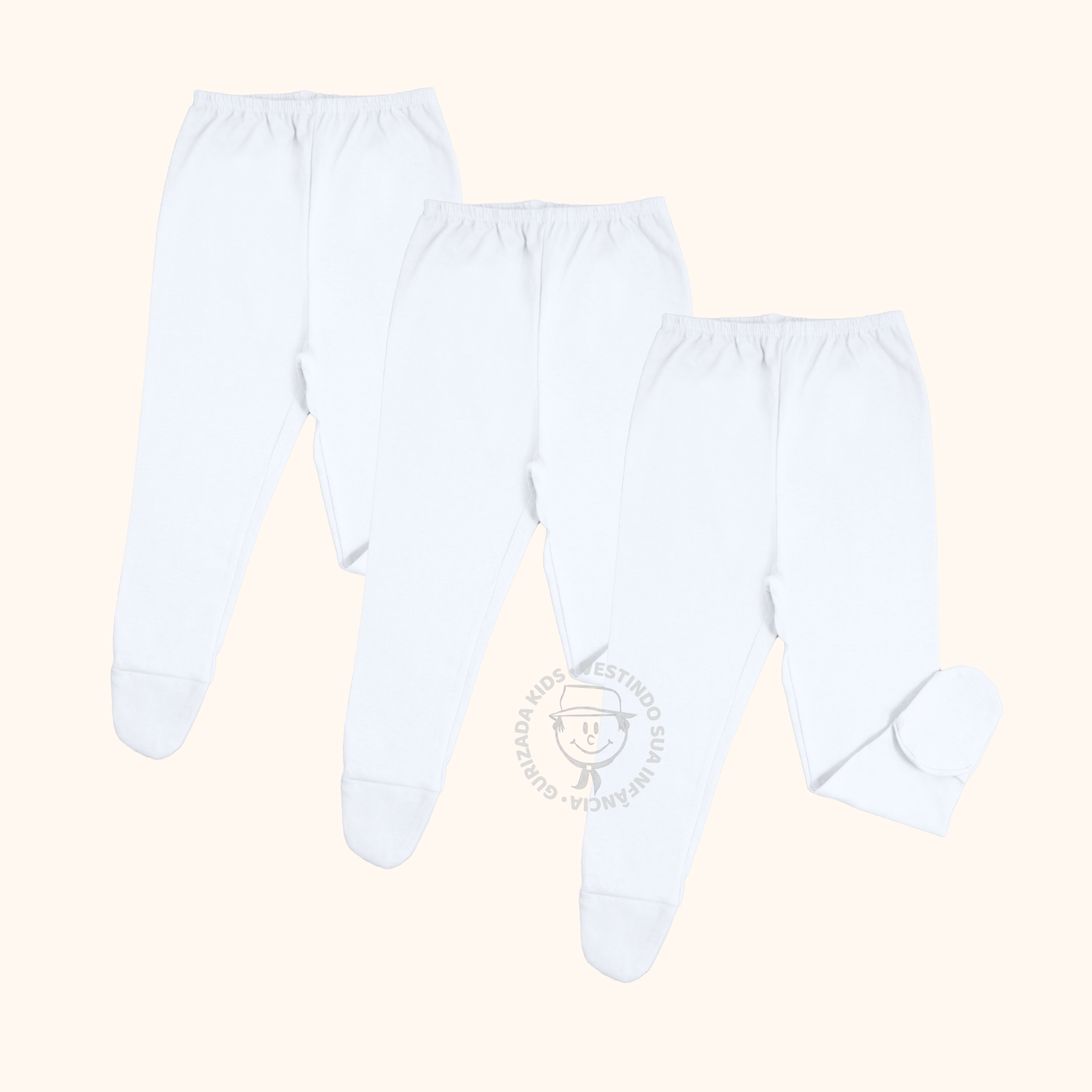 Kit 3 peças - Mijão Em Suedine Branco Com Pé Anatômico - RN ao GG