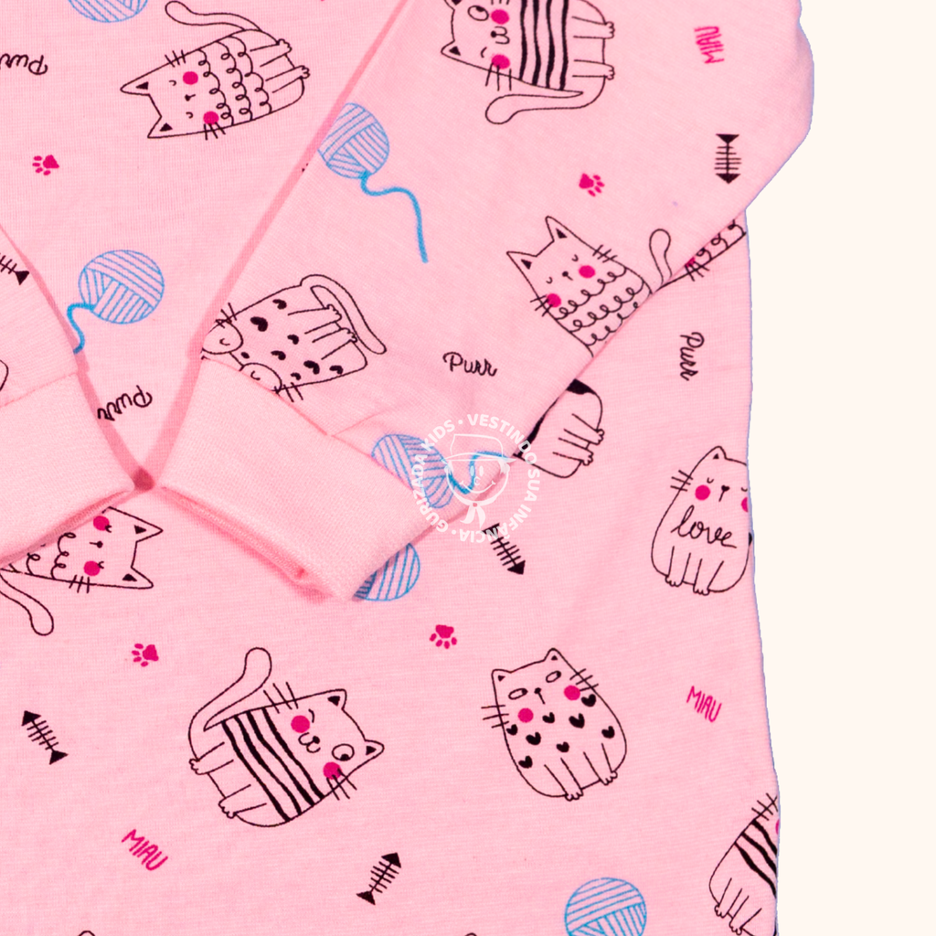 Pijama Infantil Manga Longa Com Punho Em Malha - 1 ao 3 - Cores/Estampas Sortidas