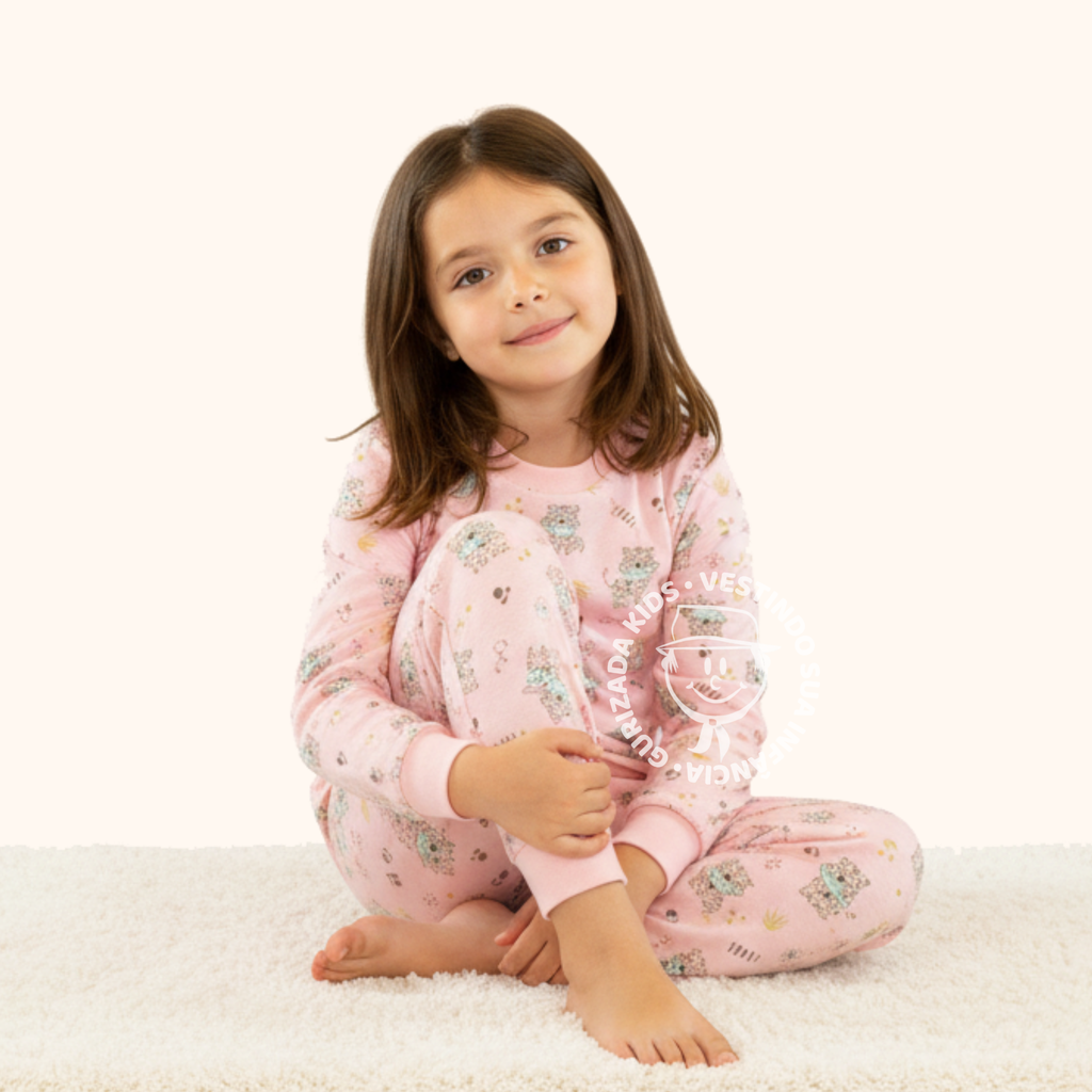 Pijama Infantil Manga Longa Em Malha Estampada Com Punho - 4 ao 8 -  Estampas Sortidas