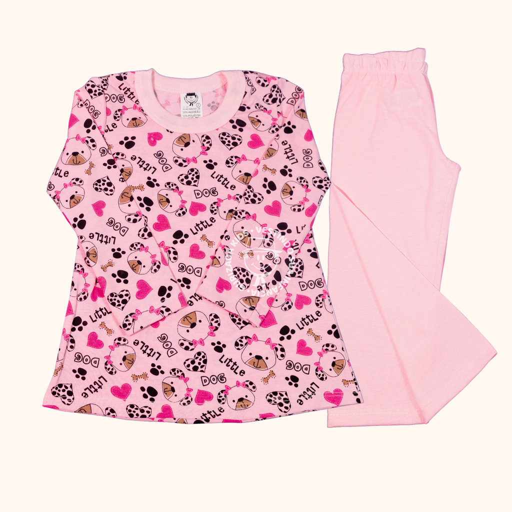 Pijama Infantil Manga Longa Em Malha Estampada - 1 ao 3 - Cores/Estampas Sortidas