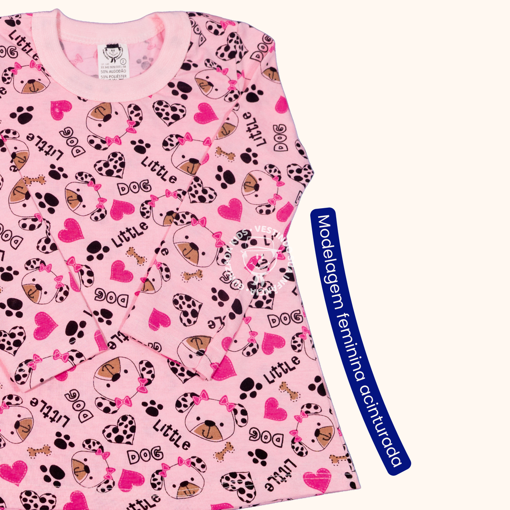 Pijama Infantil Manga Longa Em Malha Estampada - 1 ao 3 - Cores/Estampas Sortidas