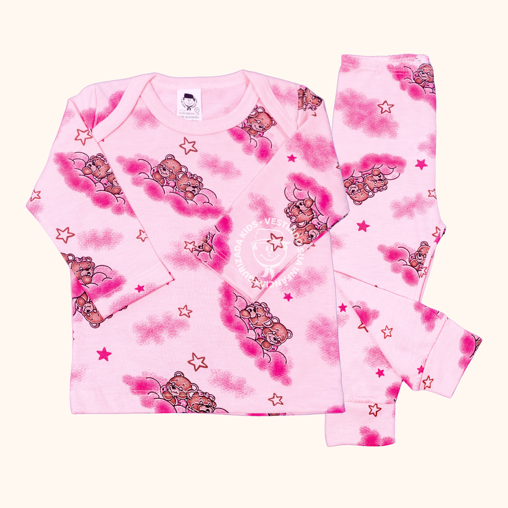 Pijama Baby Manga Longa Malha Estampada - P ao GG - Cores/Estampas Sortidas