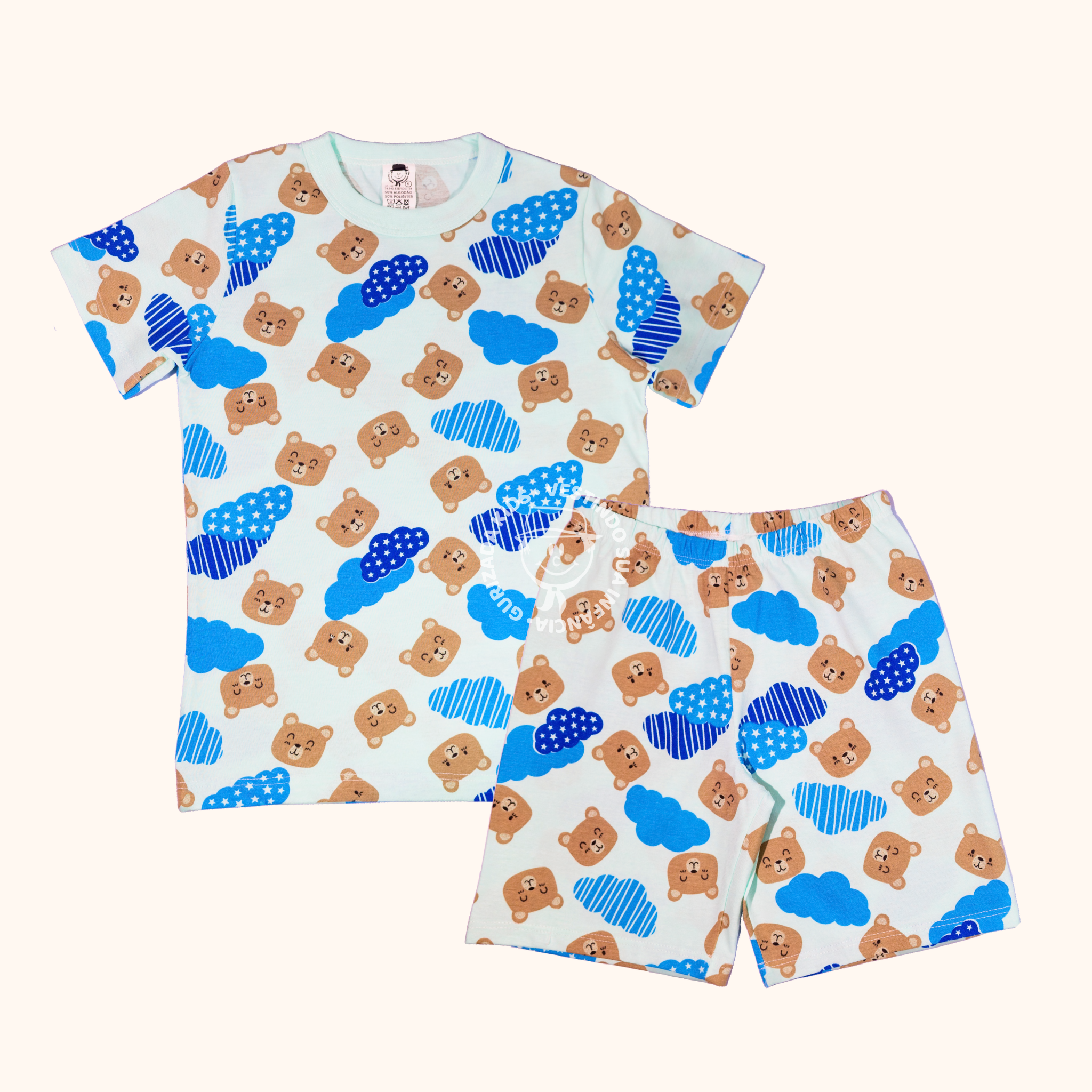 Pijama Verão Infantil Em Malha Estampada - 1 ao 3 - Cores/Estampas Sortidas