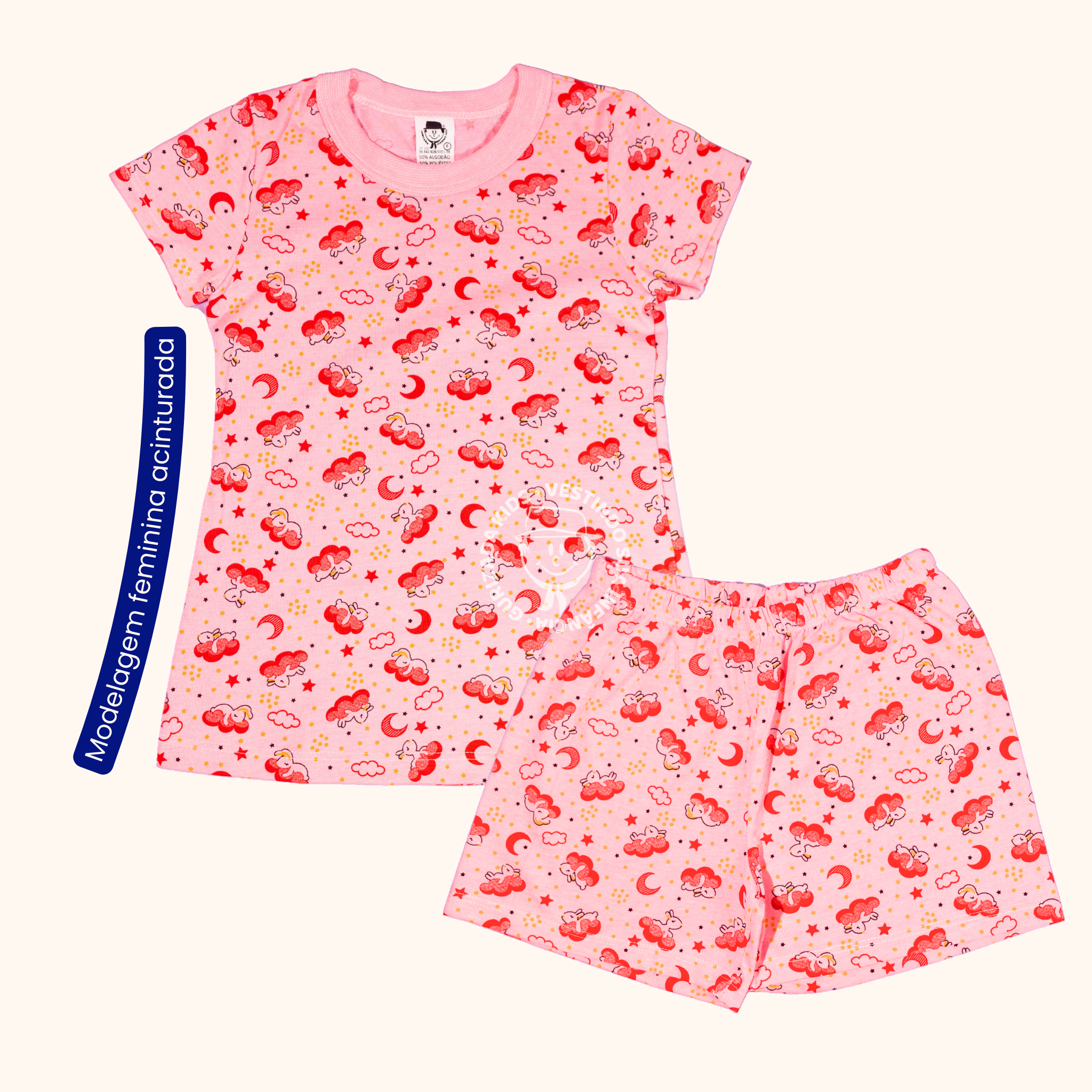 Pijama Verão Infantil Em Malha Estampada - 1 ao 3 - Cores/Estampas Sortidas