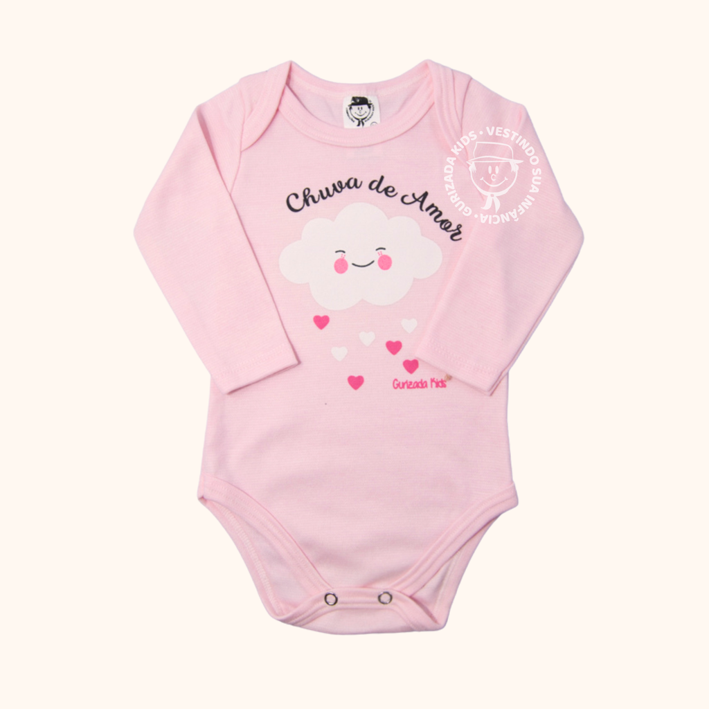 Kit 3 Peças, Body Suedine Manga Longa com Estampa Frontal, RN ao GG - Estampas Sortidas