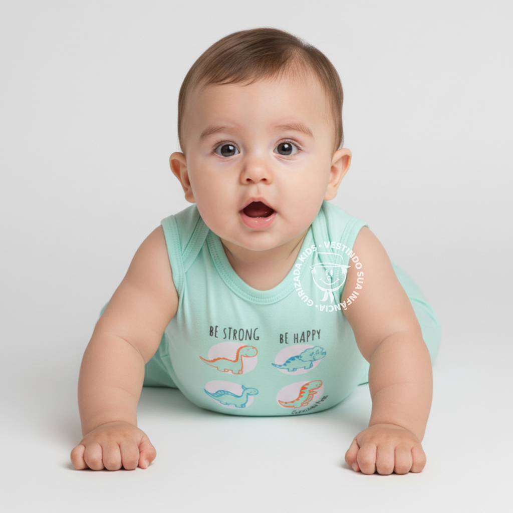 Kit 3 Peças - Body Regata em Suedine - RN ao GG - Estampas/Cores Sortidas