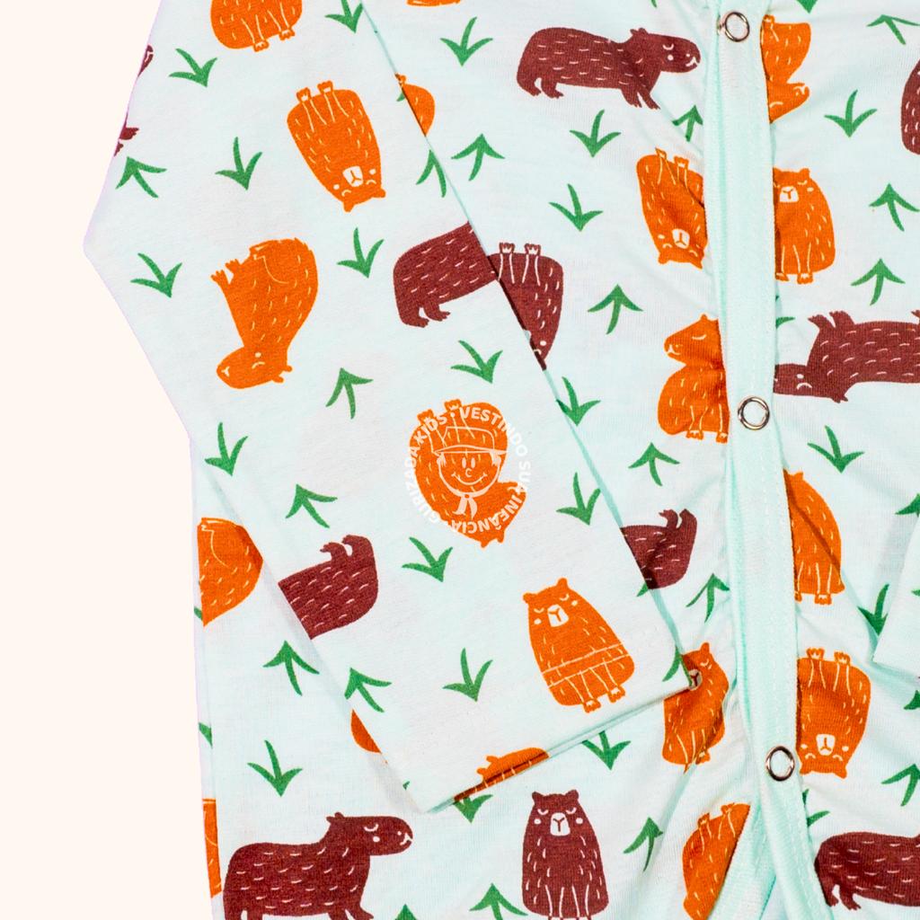 Pijama Infantil Malha Manga Longa com Botões - 1 ao 3 - Cores/Estampas Sortidas
