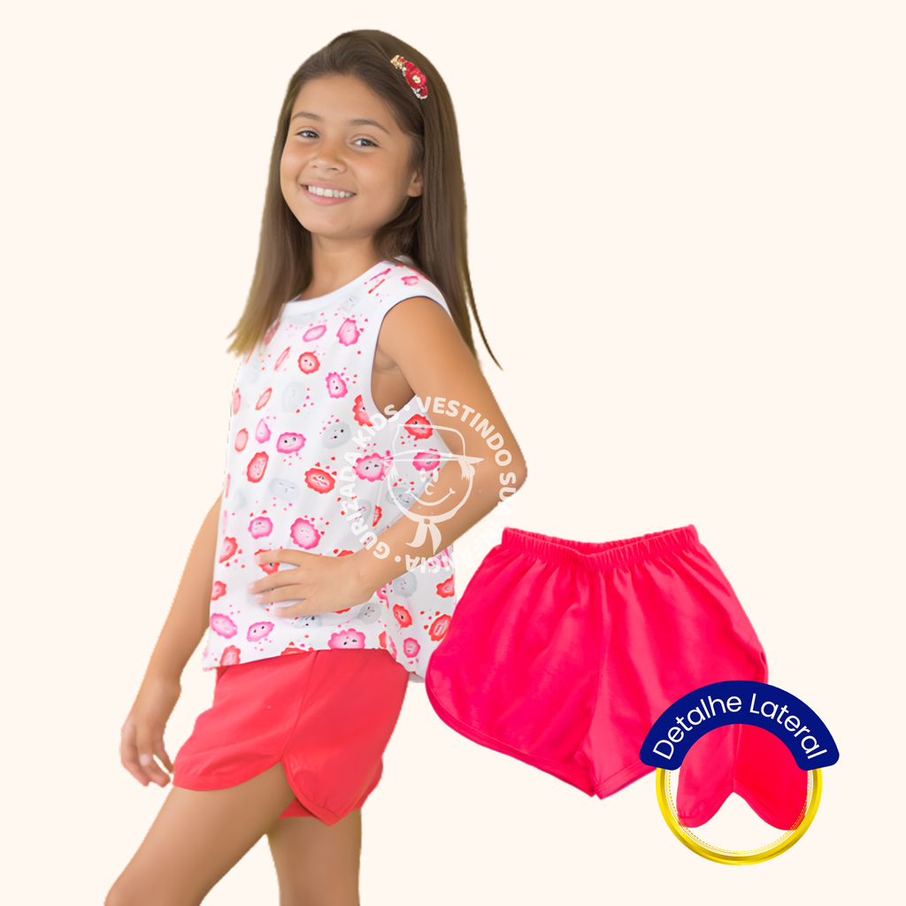 Short Doll Infantil Malha Estampada - 4 ao 8 - Estampas/Cores Sortidas