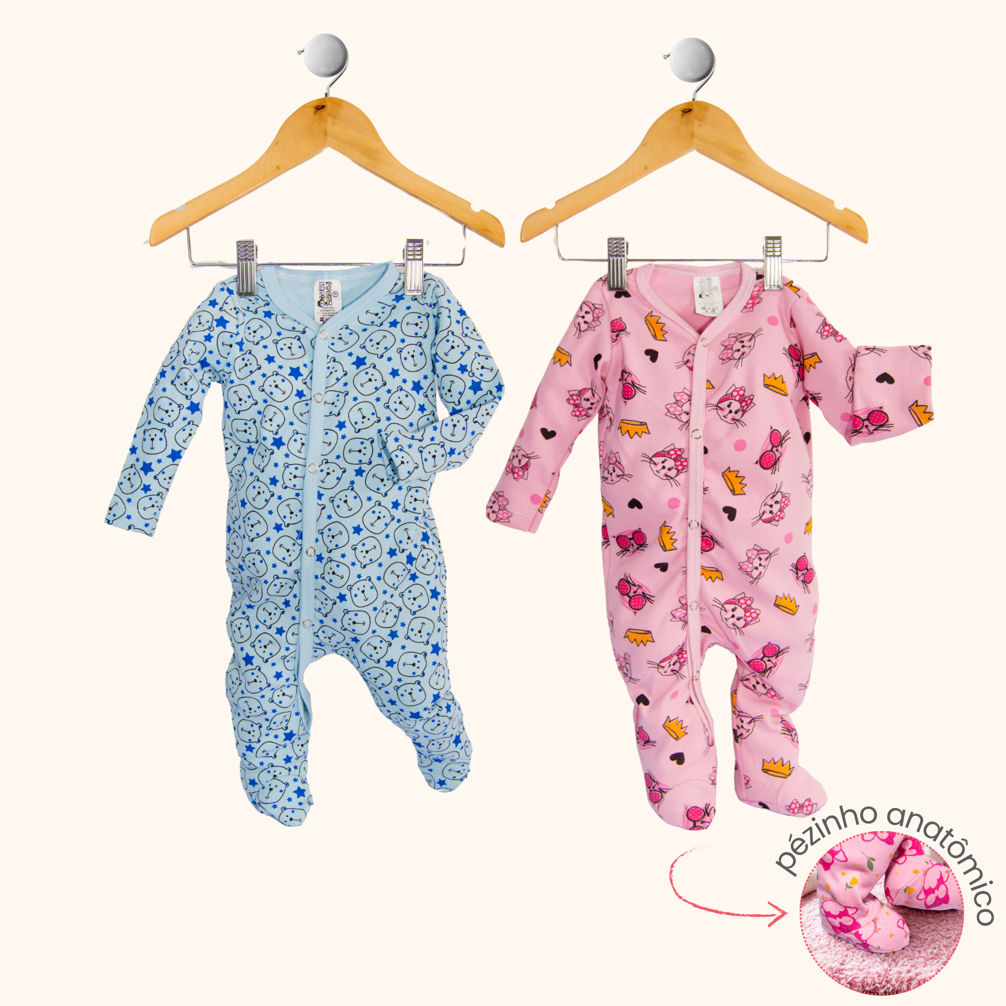 Macacão com Pé Anatômico em Suedine – RN ao GG - Estampas/Cores Sortidas