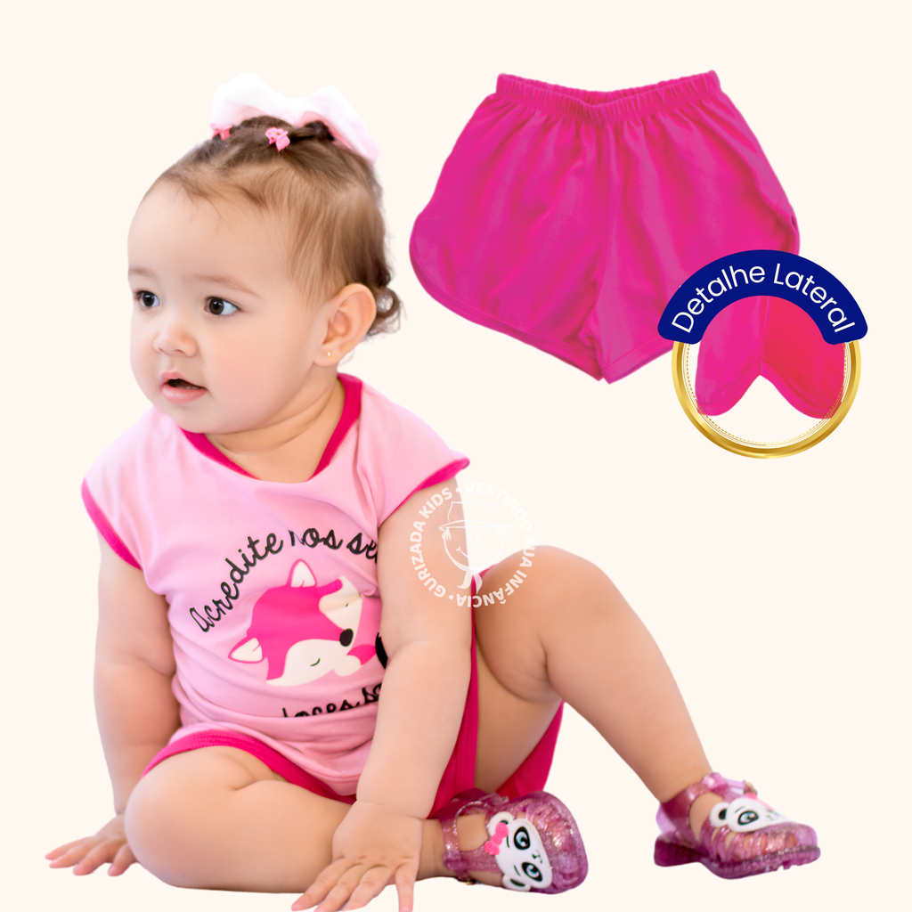 Short Doll Infantil Com Estampa Frontal - 1 ao 3 - Estampas e Cores Sortidas