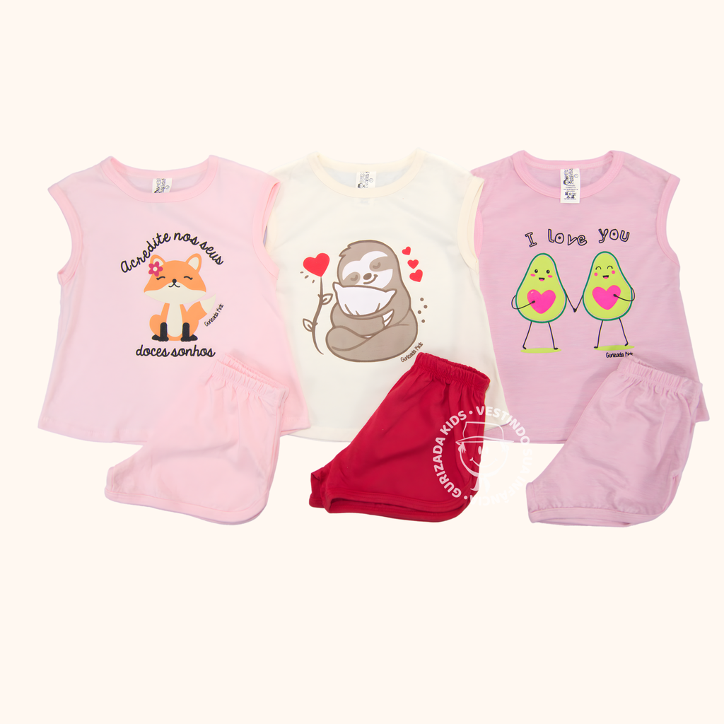 Short Doll Infantil Com Estampa Frontal - 1 ao 3 - Estampas e Cores Sortidas