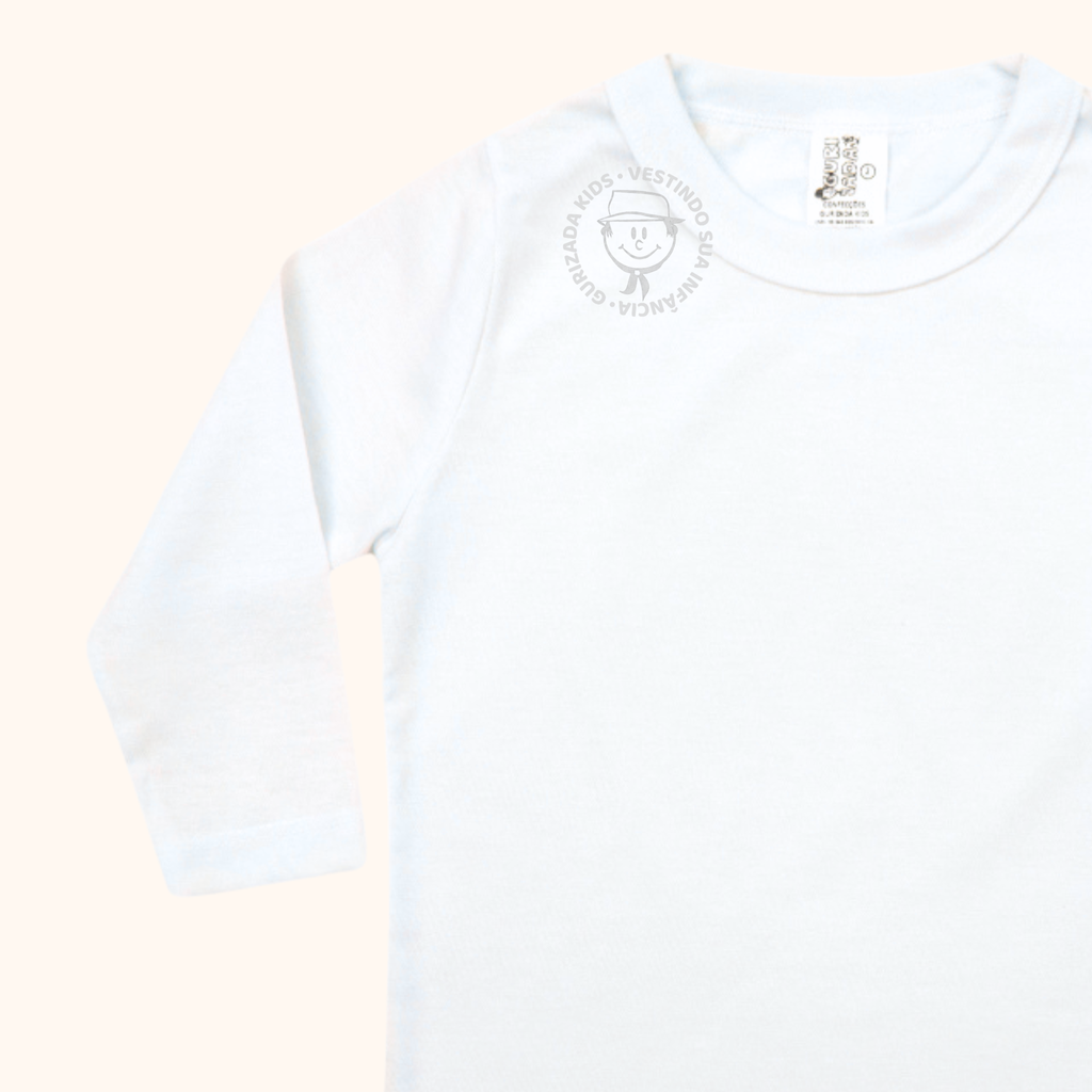 Kit 3 Peças - Camiseta Branca Escolar Manga Longa - 1 ao 3