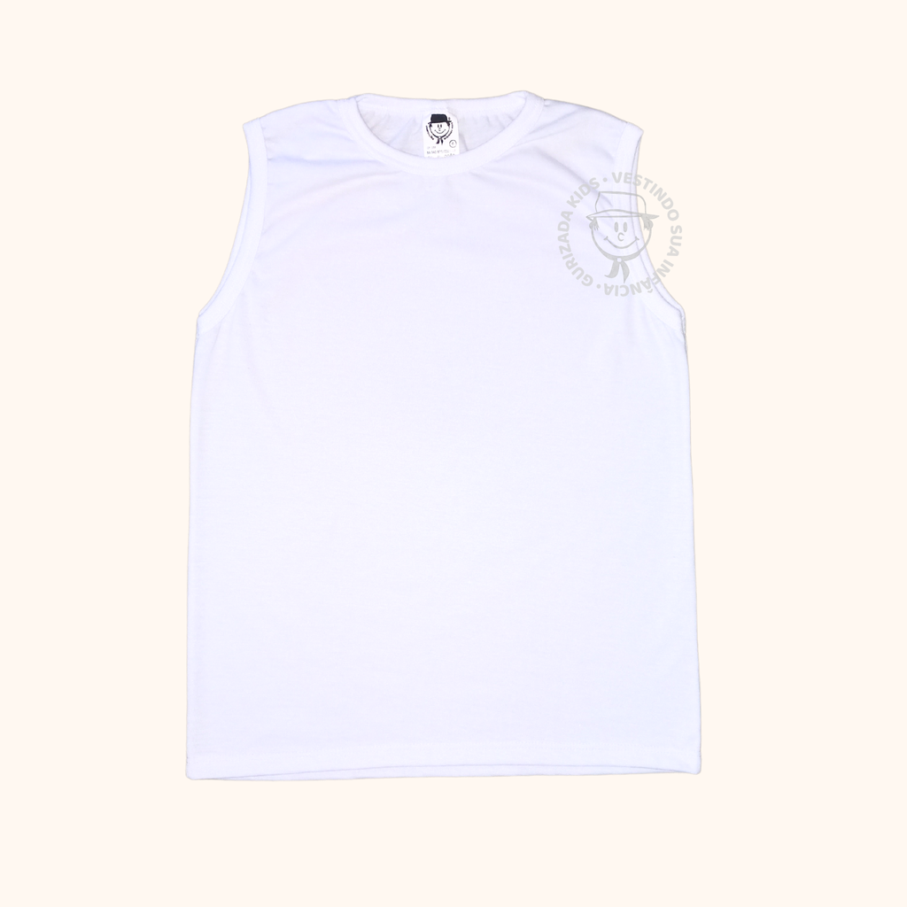 Kit 3 Peças - Camiseta Branca Escolar Unissex Regata - 1 ao 3