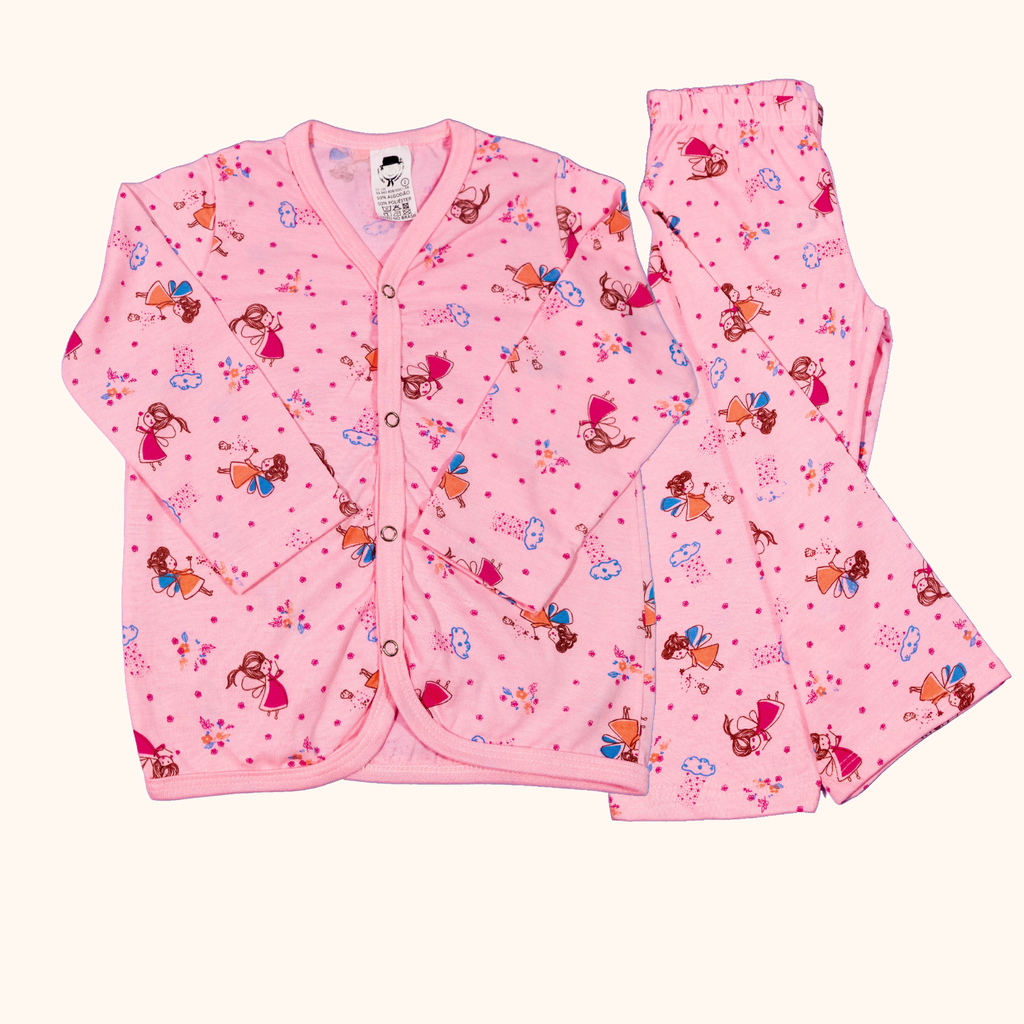 Pijama Infantil Malha Manga Longa com Botões - 1 ao 3 - Cores/Estampas Sortidas