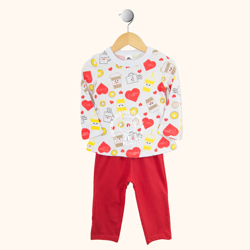 Pijama Infantil Manga Longa Em Malha Estampada - 1 ao 3 - Cores/Estampas Sortidas