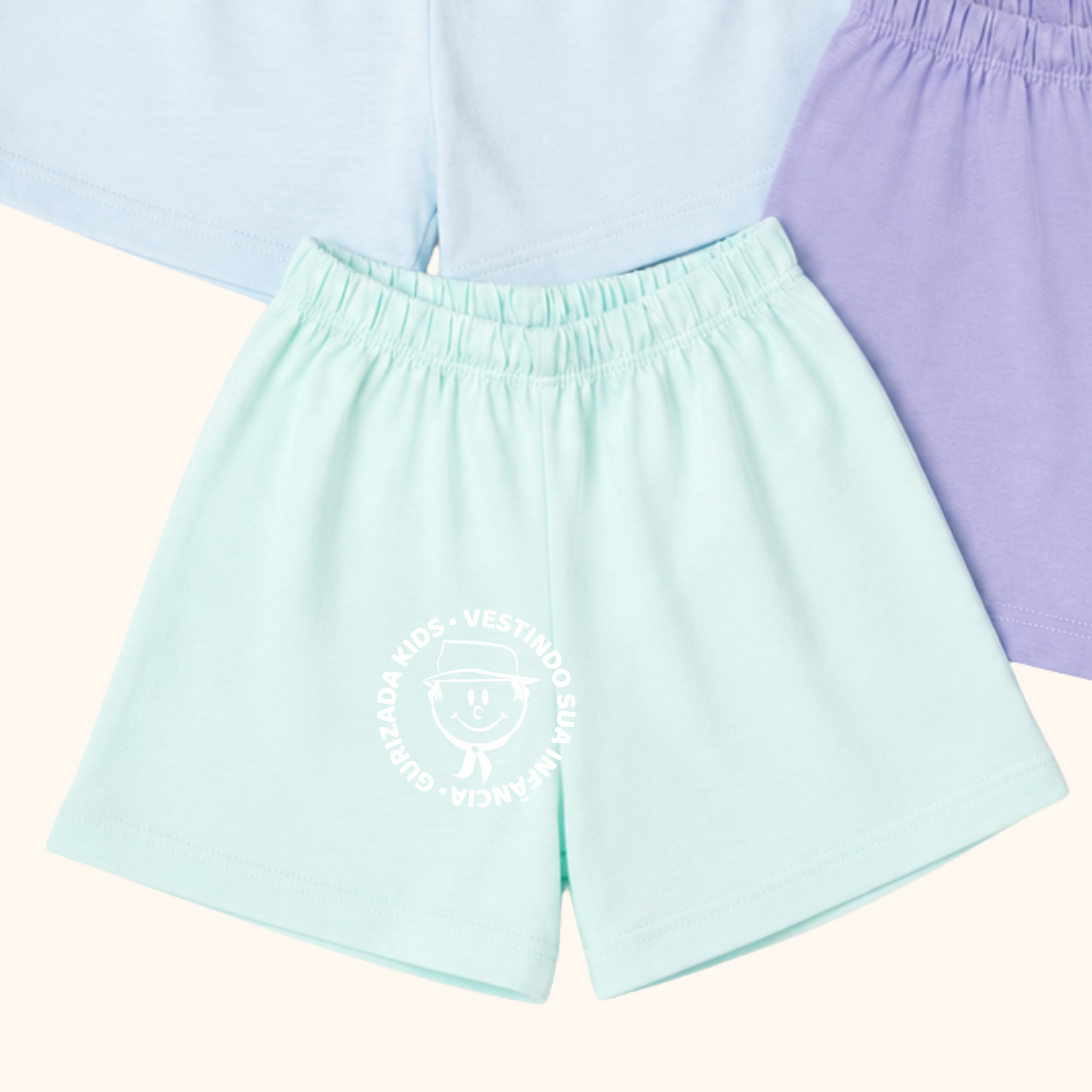 Kit 3 Shorts Bebê Meia Malha - 1 ao 3