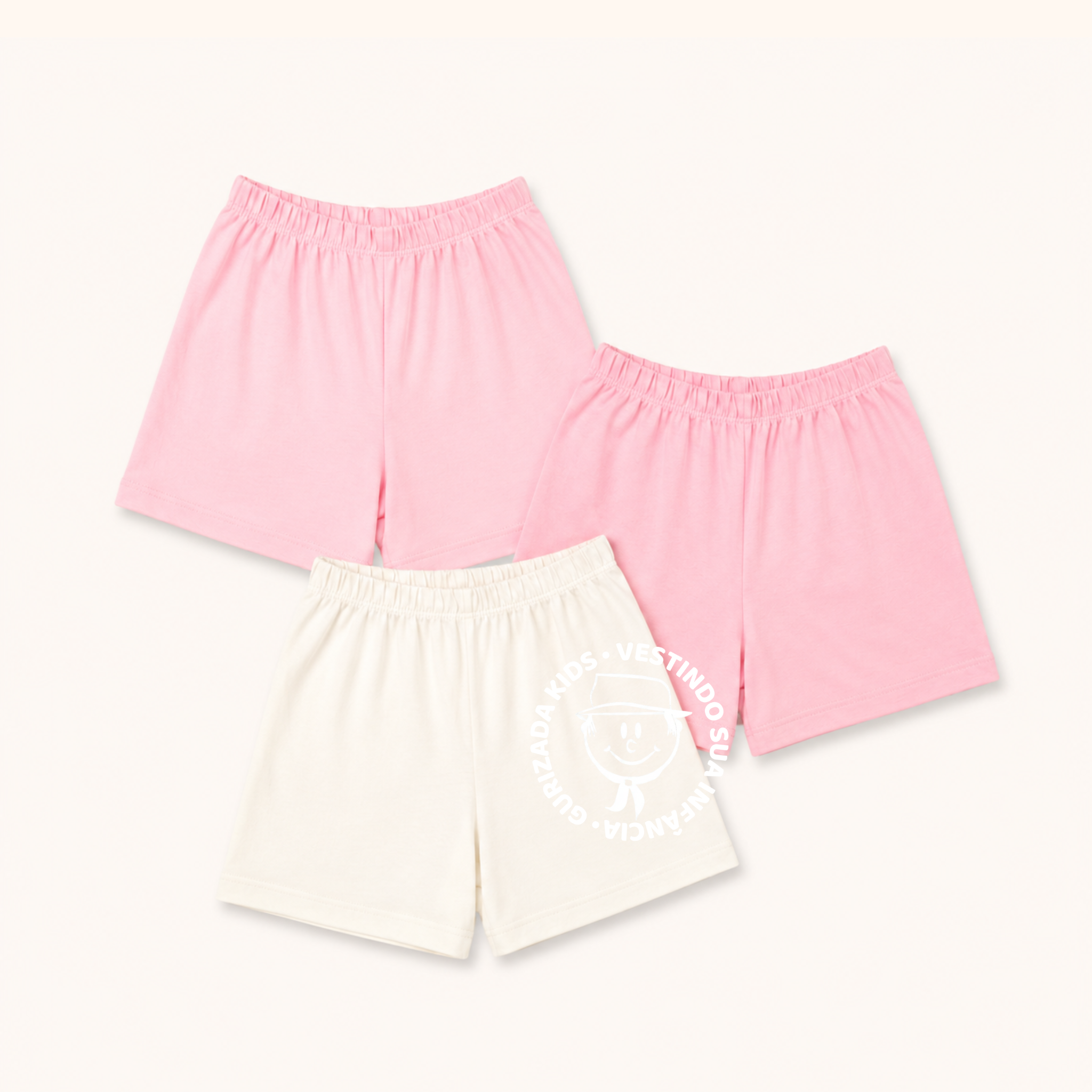 Kit 3 Shorts Bebê Meia Malha - 1 ao 3