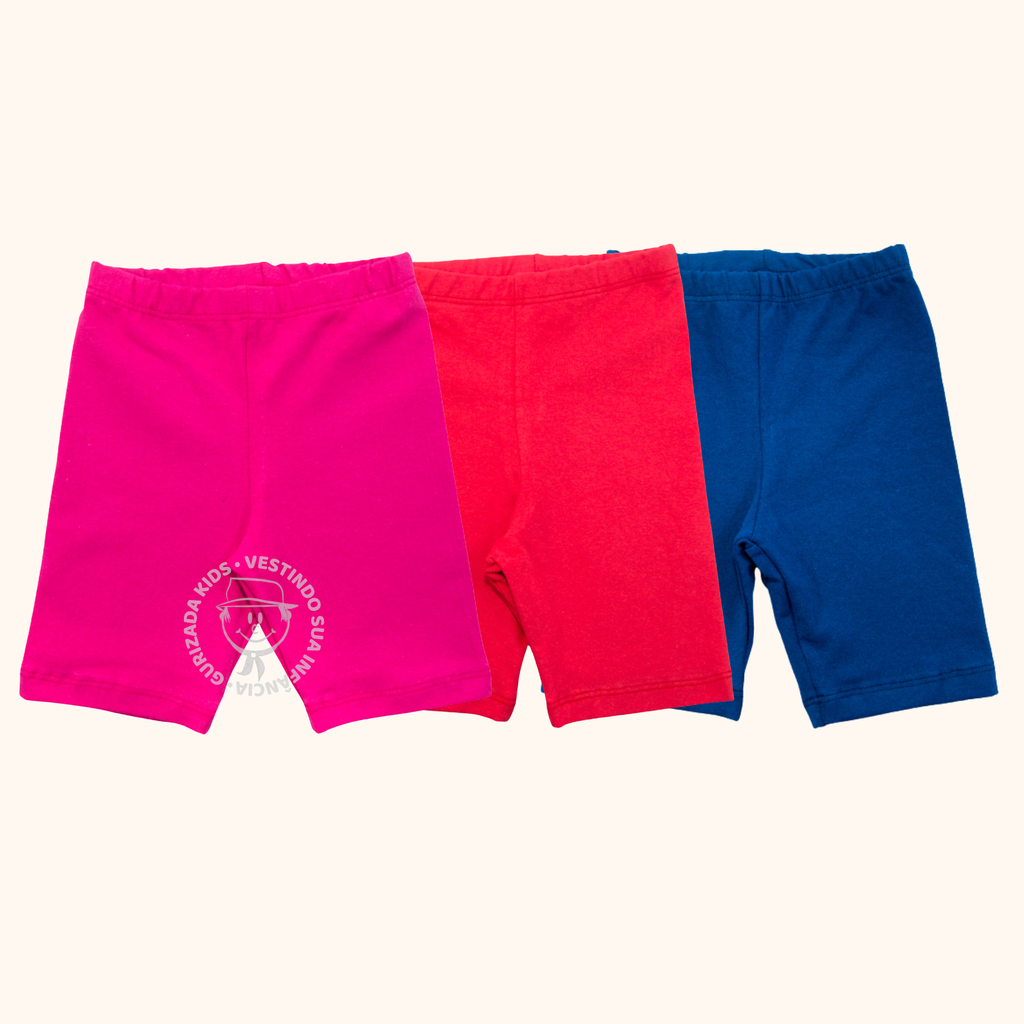 Kit 3 Peças Bermuda Infantil – Cotton - 4 ao 8 - Cores Sortidas
