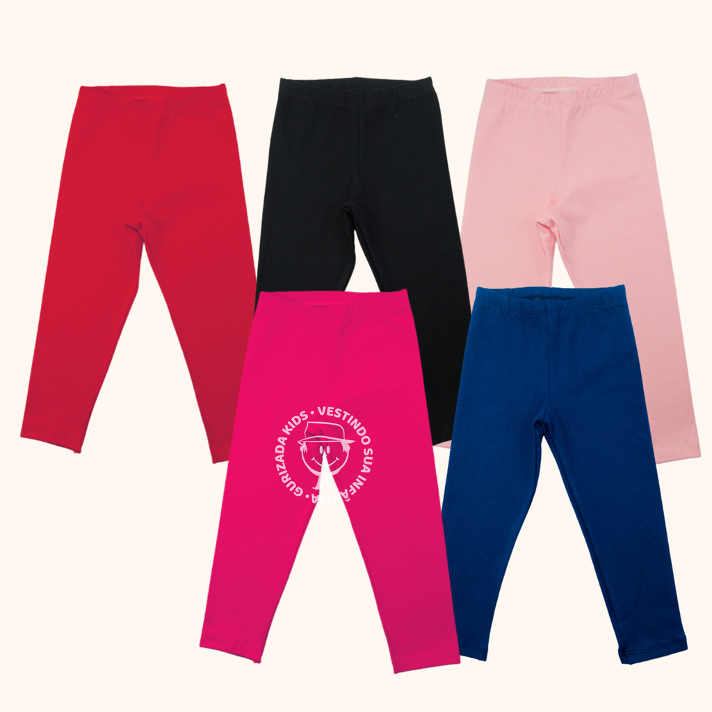 Kit 3 Peças Legging Infantil – Cotton - 4 ao 8 - Cores Sortidas