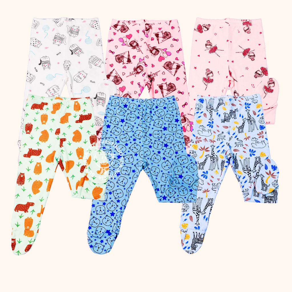 Kit 3 Peças, Mijão em Suedine Estampado com Pé Anatômico, RN ao GG - Cores/Estampas Sortidas