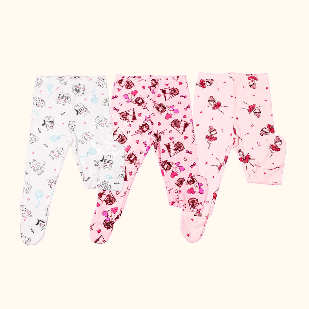 Kit 3 Peças, Mijão em Suedine Estampado com Pé Anatômico, RN ao GG - Cores/Estampas Sortidas
