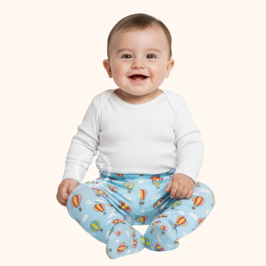 Kit 3 Peças, Mijão em Suedine Estampado com Pé Anatômico, RN ao GG - Cores/Estampas Sortidas