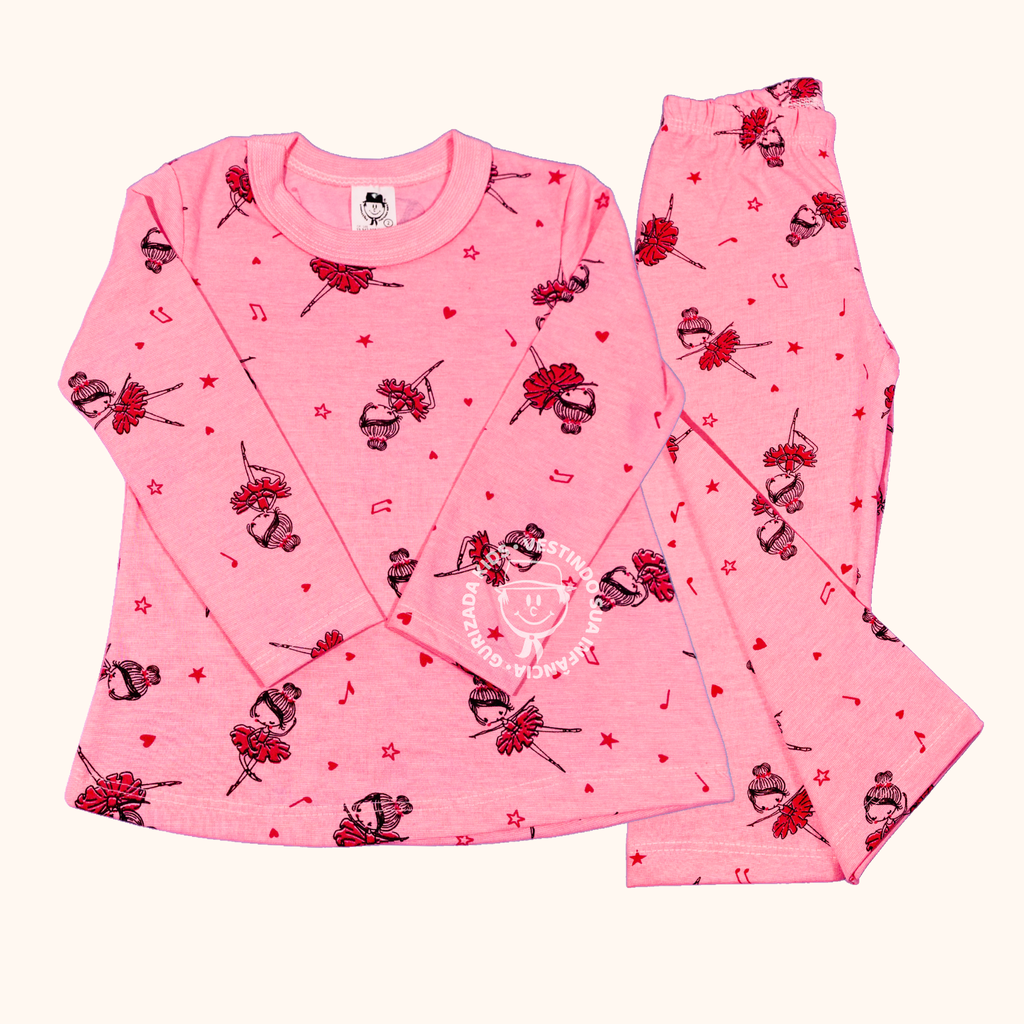 Pijama Infantil Manga Longa Em Malha Estampada - 1 ao 3 - Cores/Estampas Sortidas