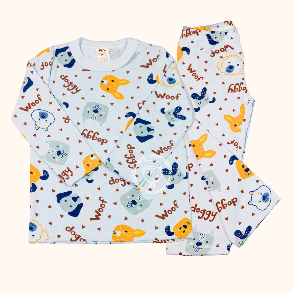 Pijama Infantil Manga Longa Em Malha Estampada - 1 ao 3 - Cores/Estampas Sortidas