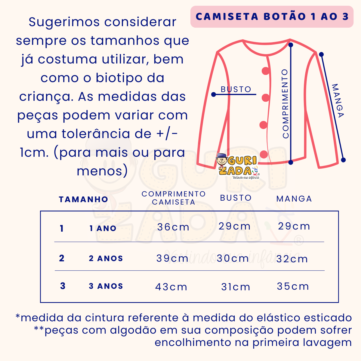 Kit 3 Peças - Camiseta Manga Longa em Meia Malha com Botões - 1 ao 3 - Cores/Estampas Sortidas