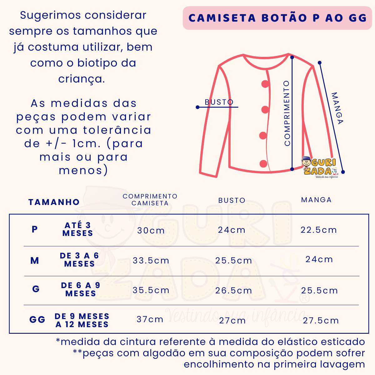 Kit 3 Peças - Camiseta Manga Longa em Meia Malha com Botões - P ao GG - Cores/Estampas Sortidas