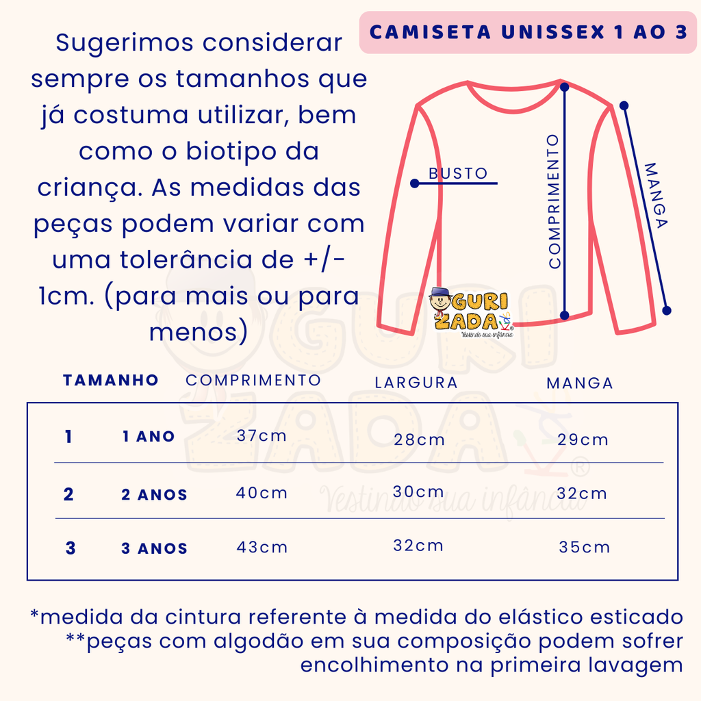 Kit 3 Peças - Camiseta Branca Escolar Manga Longa - 1 ao 3