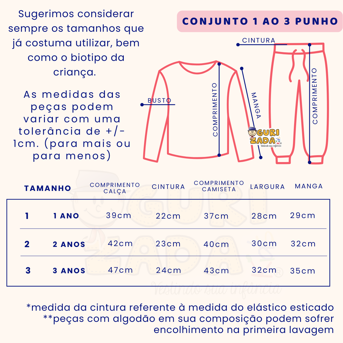 Conjunto Bebê Moletinho Felpado com Punhos - 1 ao 3 - Cores Sortidas
