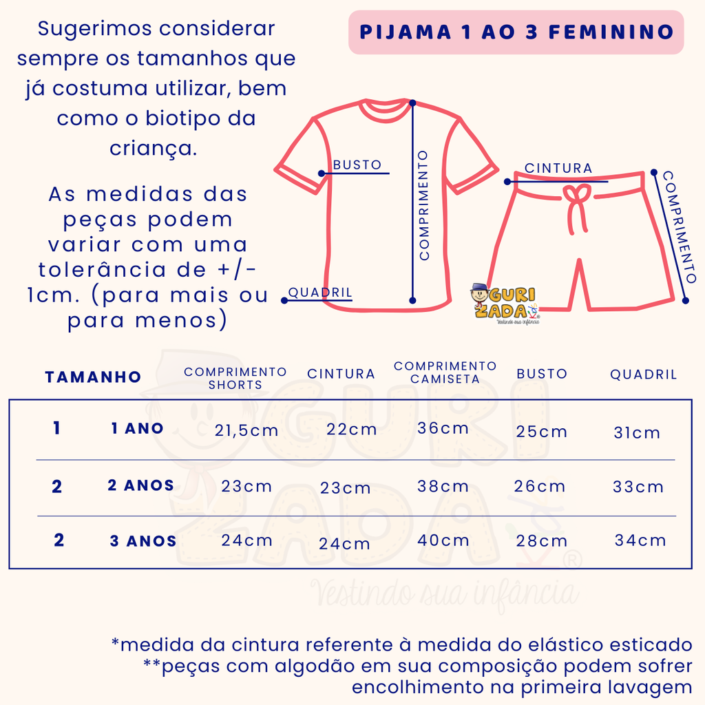 Pijama Infantil Em Malha - 1 ao 3 - Cores/Estampas Sortidas