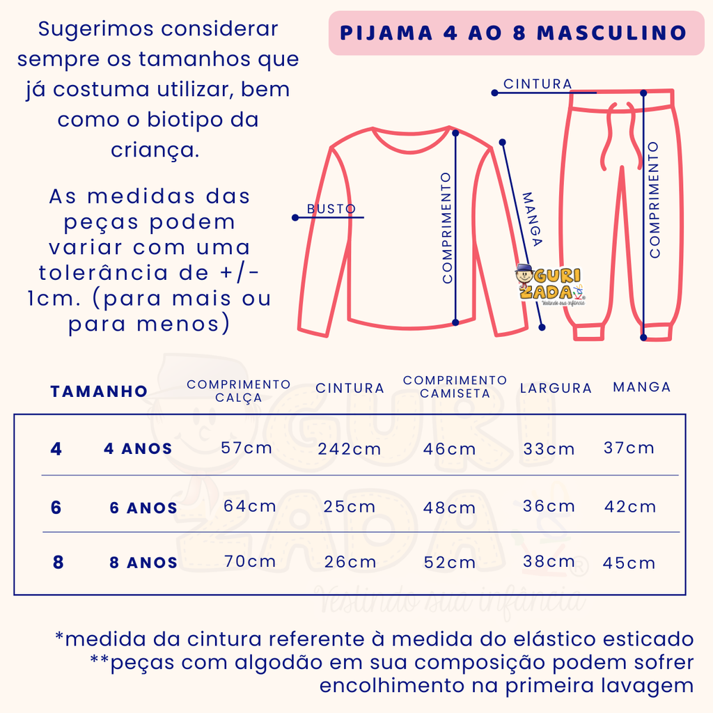 Pijama Infantil Manga Longa Em Malha Estampada - 4 ao 8 - Cores/Estampas Sortidas