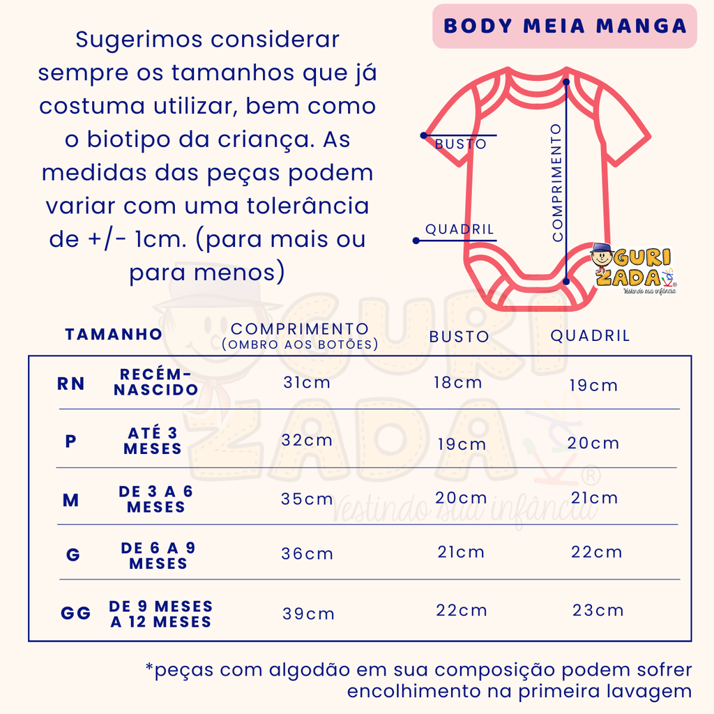 Body Baby Brasil Copa do Mundo - P ao GG