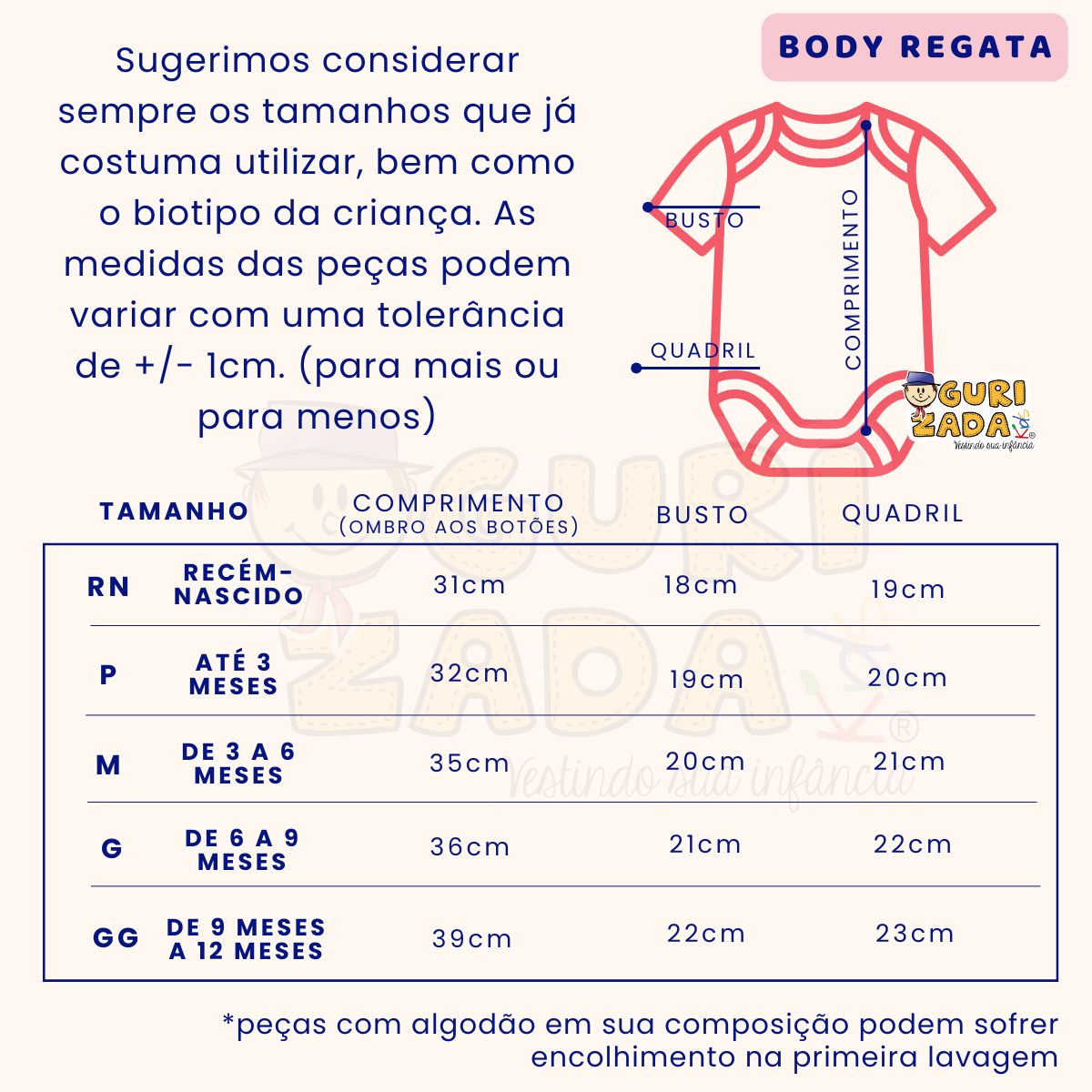 Kit 3 Peças - Body Baby Regata Em Suedine Estampado - RN ao GG - Estampas Sortidas