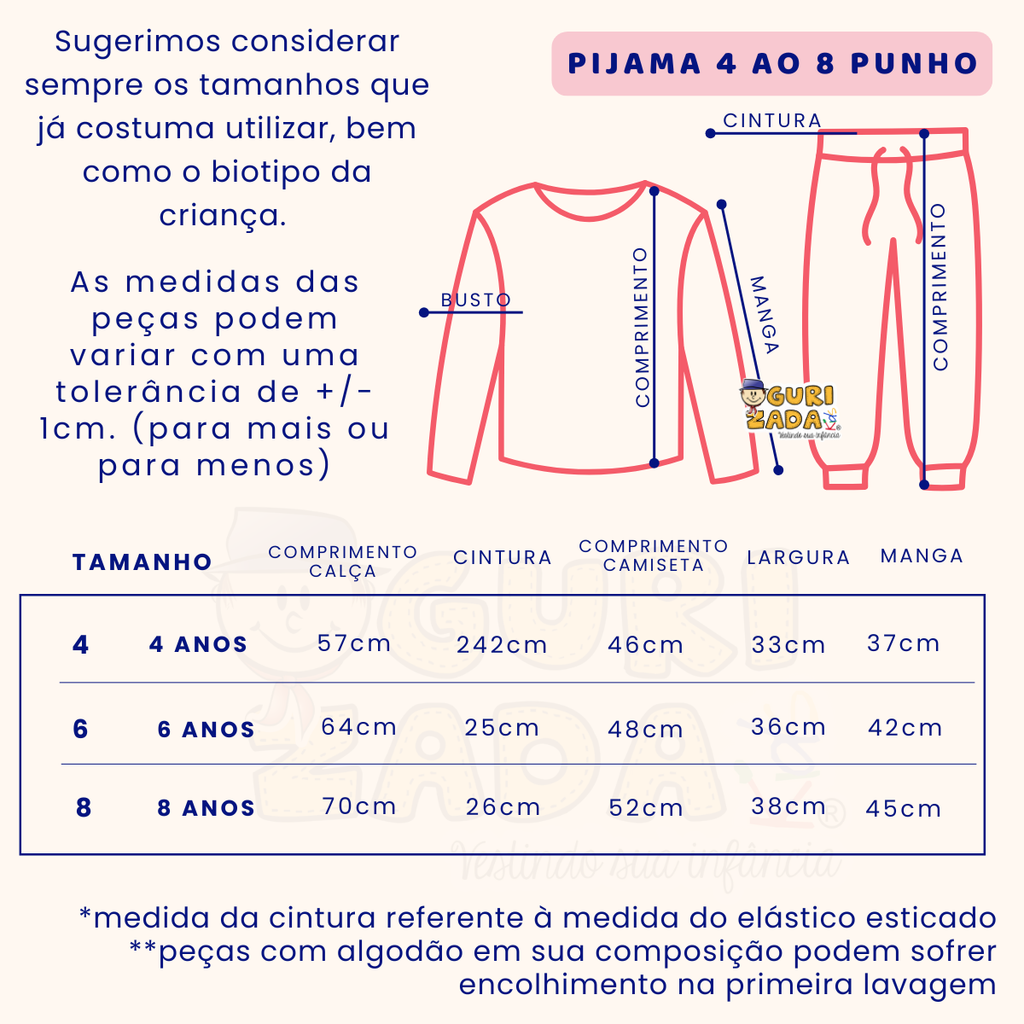 Pijama Infantil Manga Longa Em Malha Estampada Com Punho - 4 ao 8 -  Estampas Sortidas