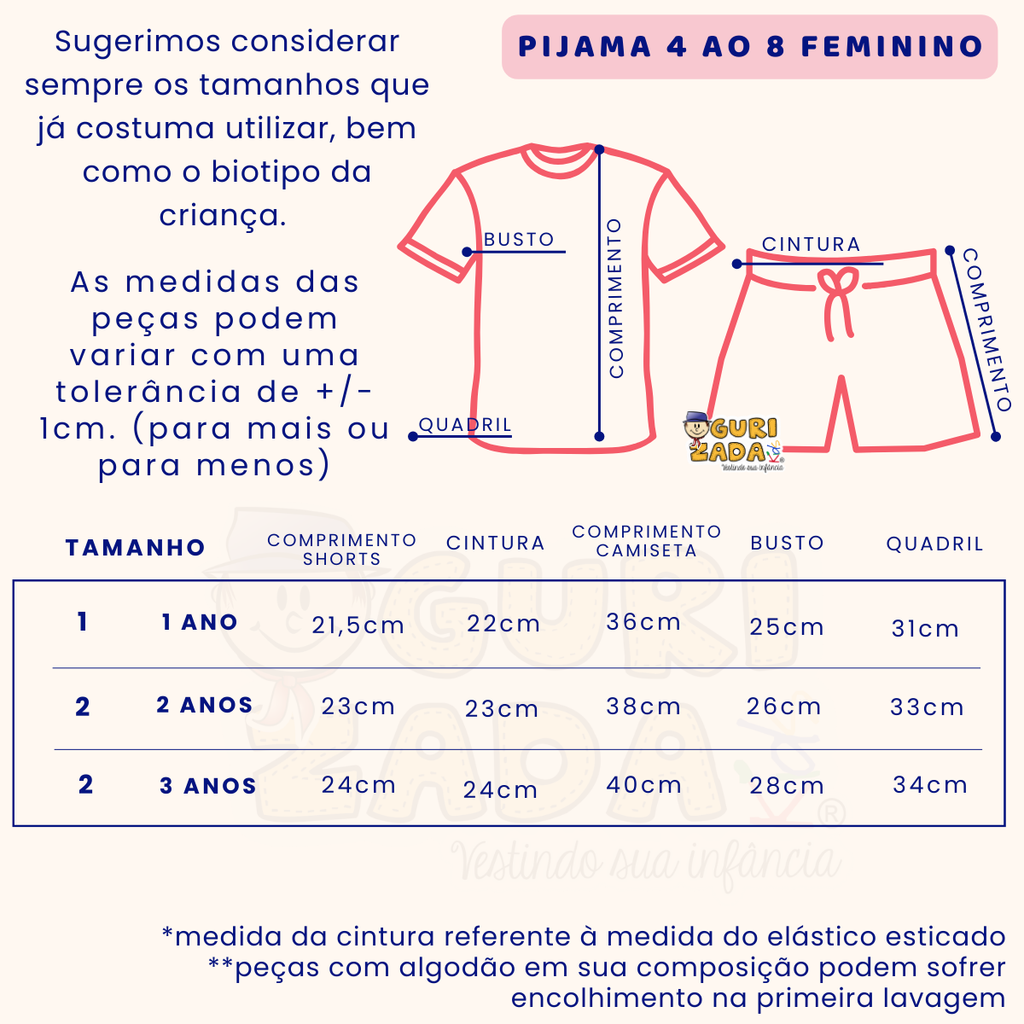 Pijama Malha Estampada Verão - 4 ao 8 - Cores/Estampas Sortidas