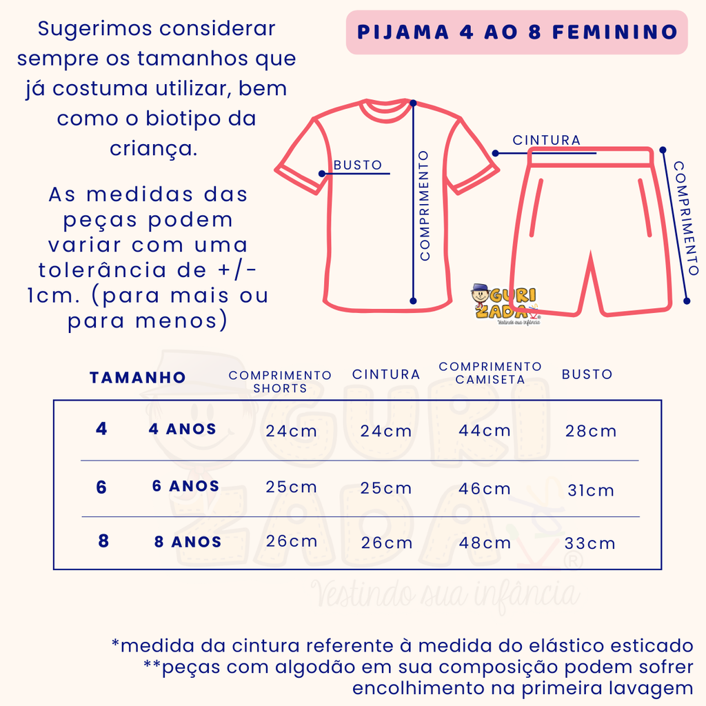 Pijama Malha Estampada Verão - 4 ao 8 - Cores/Estampas Sortidas