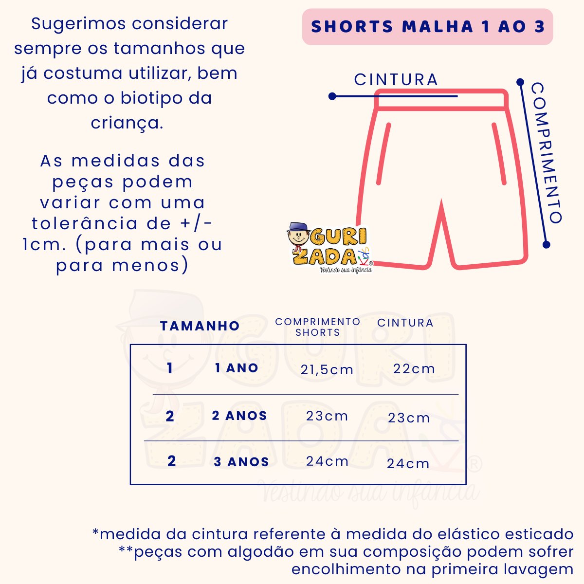 Kit 3 Shorts Bebê Estampado Meia Malha - 1 ao 3 - Cores/Estampas Diversas