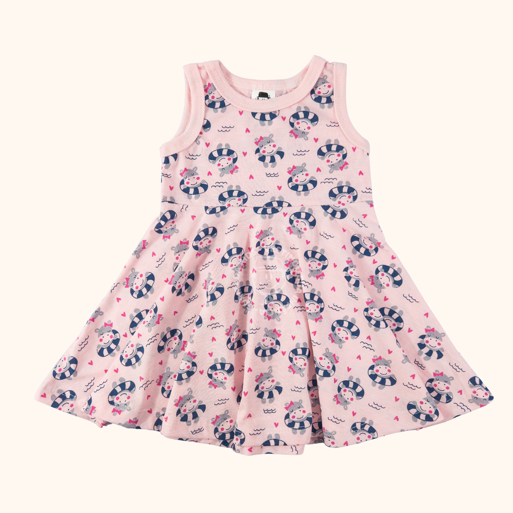 Vestido Infantil Regata em Malha Estampada, P ao GG - Estampas/Cores Sortidas