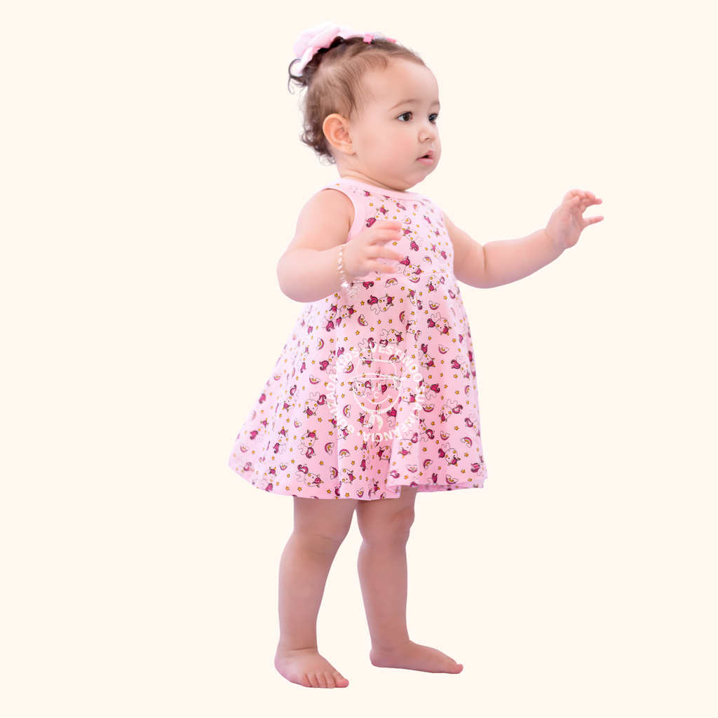 Vestido Infantil Regata em Malha Estampada, P ao GG - Estampas/Cores Sortidas